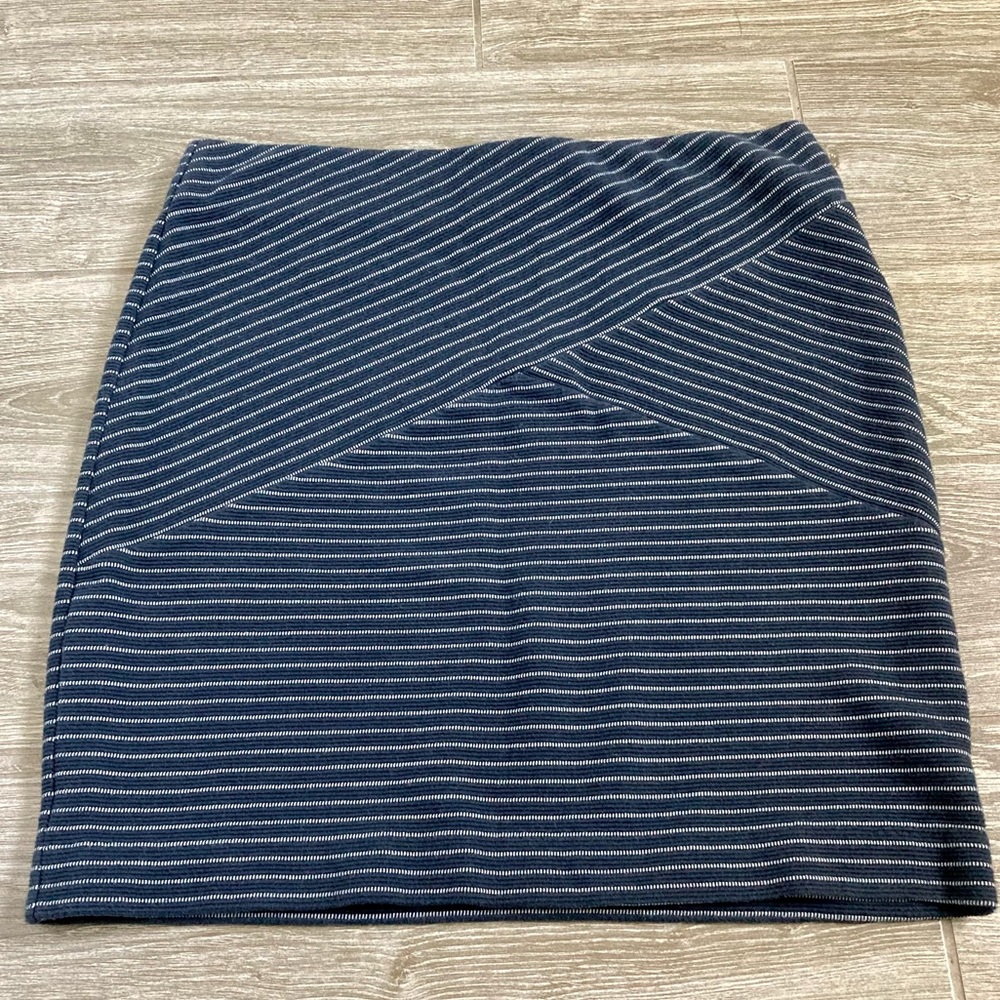 J. Jill Faux Wrap Navy & White Striped Mini Skirt / Size Small